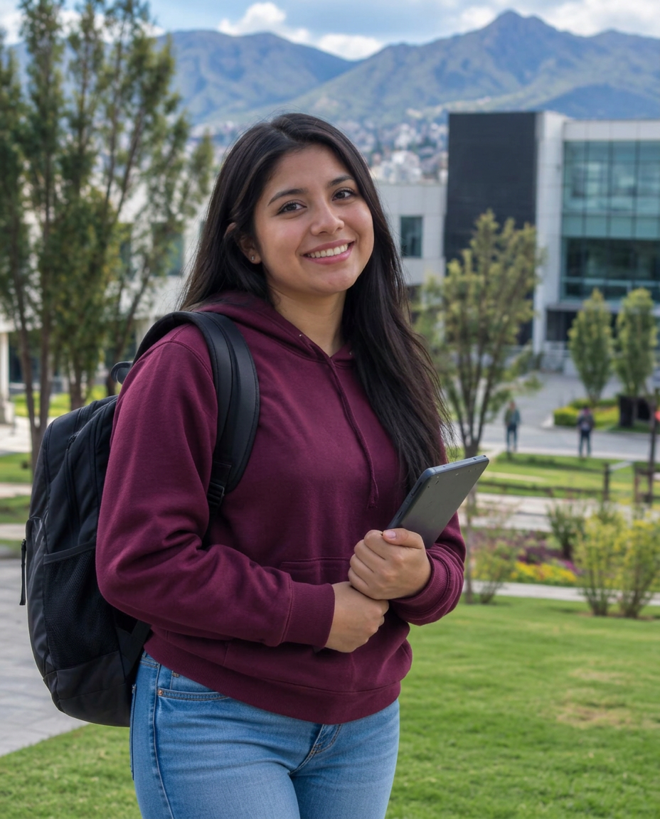 Estudiante ecuatoriana en el campus
